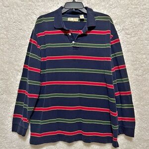 Vintage Sun River Cotton Mens Striped Rugby Shirt Size Large